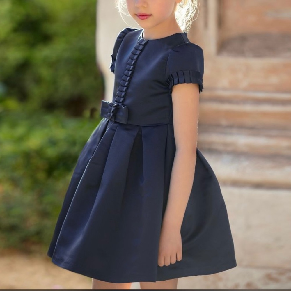 Girls navy satin dress size 5